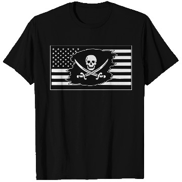 Discover Pirate Centered Flag © WhiteTigerLLC.Com LIKE US T Shirts