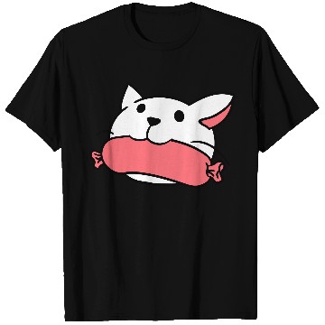 Discover Funny Cute Cat Eats Sausage Mouth Bites Wiener Fun T Shirts