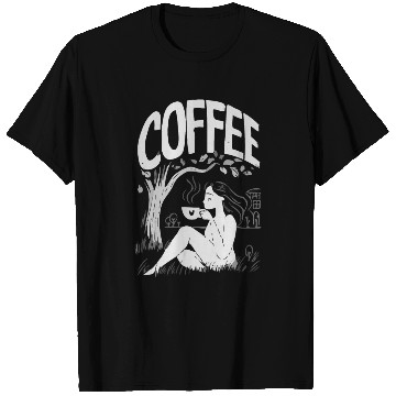 Discover Relaxing Lady Under Tree Design for Coffee Lovers T Shirts