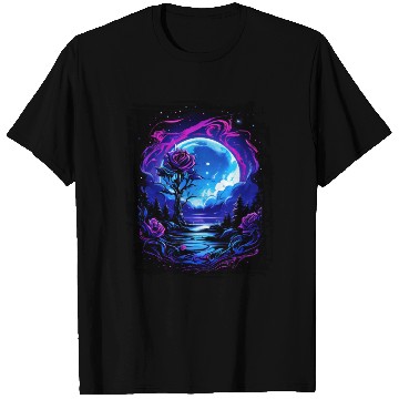 Discover Dreamlike moonlight and a magical rose T Shirts