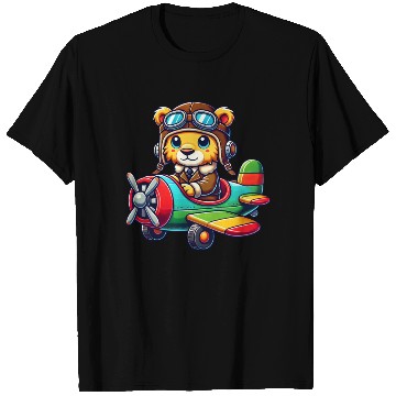 Discover Lion pilot propeller airplane flying license fly T Shirts
