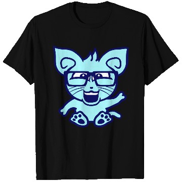 Discover Nerd Cat Horn-rimmed Glasses Geek Smart Kitten Fun T Shirts