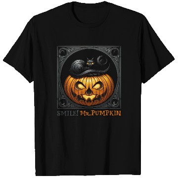 Discover SMILE Mr PUMPKIN Halloween design T Shirts