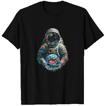 Discover An astronaut holds the planet in his hands T Shirts