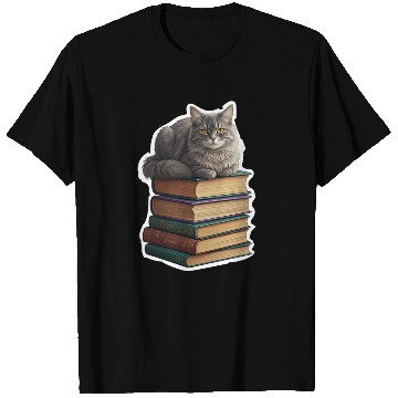 Discover Grey Cat Loaf On Books T Shirts