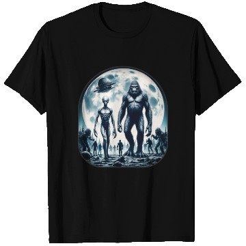 Discover Alien And Bigfoot Sasquatch Moon T Shirts
