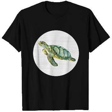 Discover Green Turtle Watercolor Drawing T Shirts