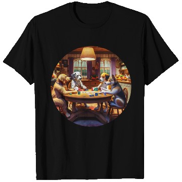 Discover Dogs Playing Kitchen Poker T Shirts