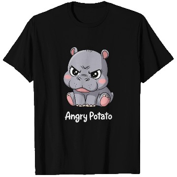 Discover Moo Deng Angry Potato Hippo Cartoon Art T Shirts