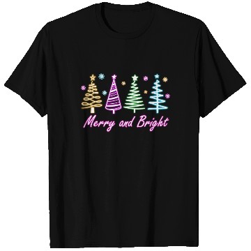Discover Merry and Bright Tree Neon Christmas T Shirts