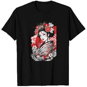 Discover Elegant Geisha with Floral Kimono T Shirts