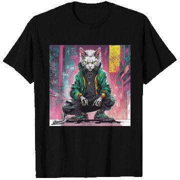 Discover Urban Cyberpunk Cat Rebel T Shirts