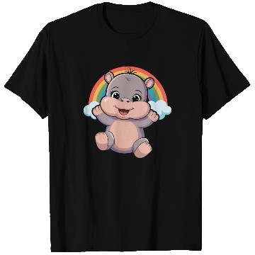 Discover Happy Hippo with Rainbow Smiles T Shirts