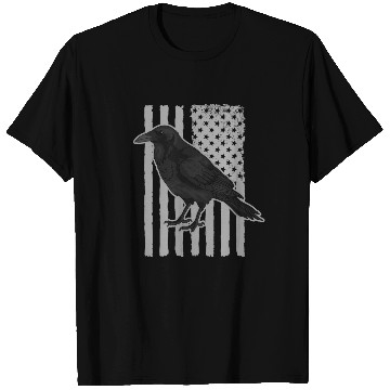 Discover Crow Black US Flag Crows Lover T Shirts
