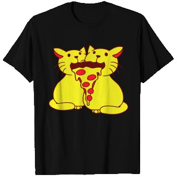 Discover 2 Cats Food Salami Pizza Fast Food Fun Hunger Team T Shirts