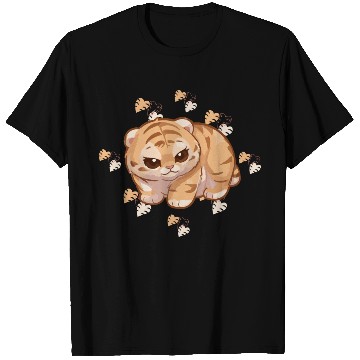 Discover Adorable Tiger Cub with Tropical Leaves T Shirts