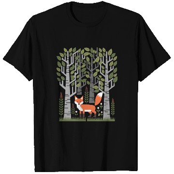 Discover Cottagecore Fox in enchanting Birch Forest T Shirts