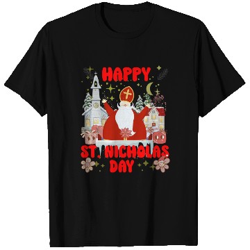 Discover Happy saint Nicholas dayretro logo T Shirts