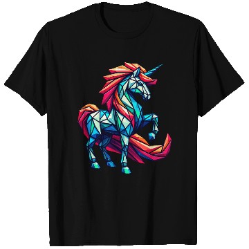 Discover Dynamic Geometric Unicorn with Rainbow Mane T Shirts
