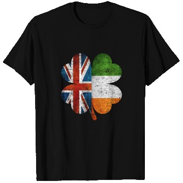 Discover British Irish Shamrock United Kingdom Ireland Flag T Shirts