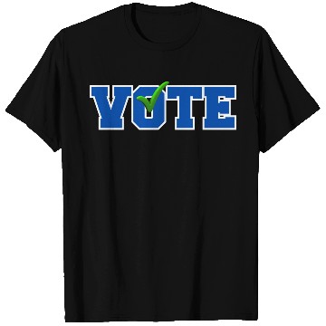Discover Bold Blue "VOTE" with Green Checkmark Election T Shirts