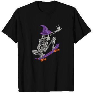 Discover Skateboarding Skeleton Halloween Skater Skateboard T Shirts
