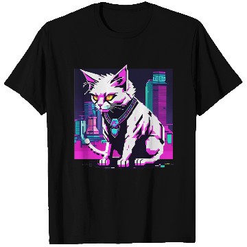 Discover Neon Cyberpunk Cat T Shirts