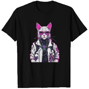 Discover Cyberpunk Cat: Neon Outlaw T Shirts