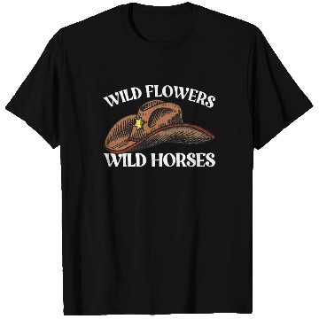 Discover Wild Flowers Wild Horses Cowboy Hat Women's T Shirts