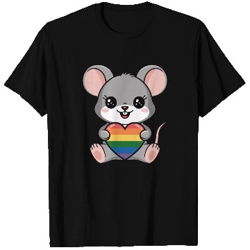 Discover LGTBQ Cute Mouse Holding Rainbow Heart T Shirts