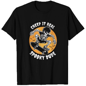 Discover Funny Halloween Design Skeleton Skateboarder T Shirts