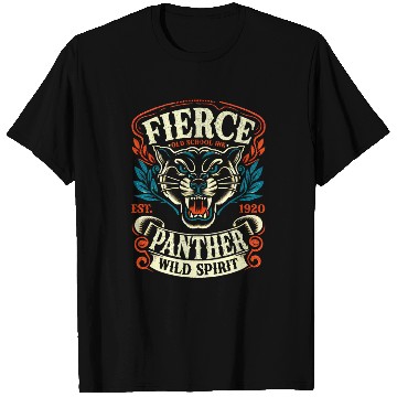 Discover Fierce Panther Old School Tattoo Wild T Shirts