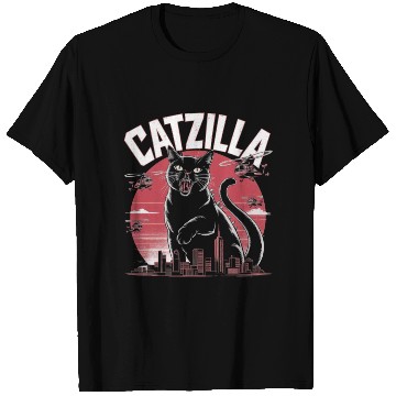 Discover Catzilla Attacks City Design T Shirts