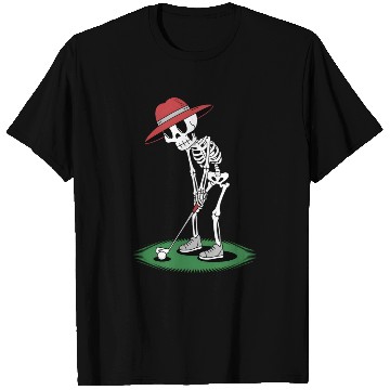 Discover Skeleton Halloween Golfer Golf Player Funny Men T Shirts