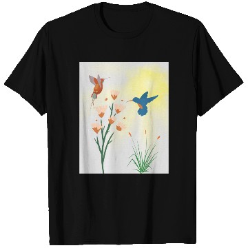 Discover Minimalist Hummingbird and flowers Canvas Print T Shirts