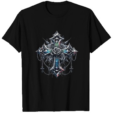 Discover Gothic Crosses - 4 point with Roses T Shirts
