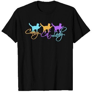 Discover Crazy Cat Lady Text Love Saying Quote Weird Woman T Shirts
