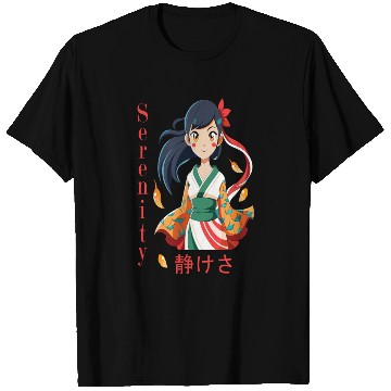 Discover Autumn Serenity - 静けさ Kimono Girl Art T Shirts