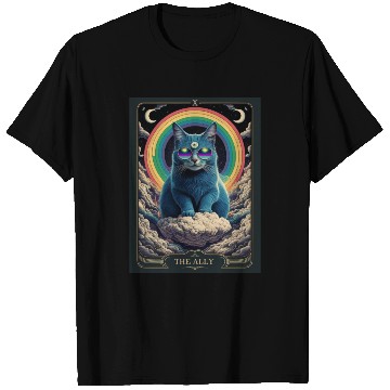 Discover tarot card the alley blue cat rainbow sunglasses T Shirts