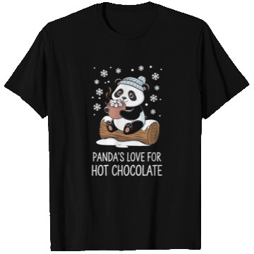 Discover Panda's Love for Hot Chocolate Fun Winter Cozy T Shirts