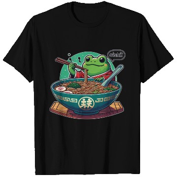 Discover Cute Frog Enjoying Ramen - Oishii! T Shirts