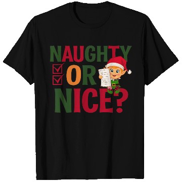 Discover Naughty or Nice Elf Checklist Christmas Fun T Shirts