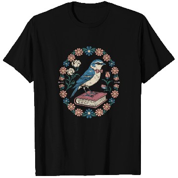 Discover Cottagecore Bluebird on Book with Floral Frame T Shirts