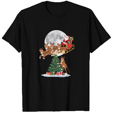 Discover Xmas Tree Lights Funny Santa Riding Cheetah T Shirts