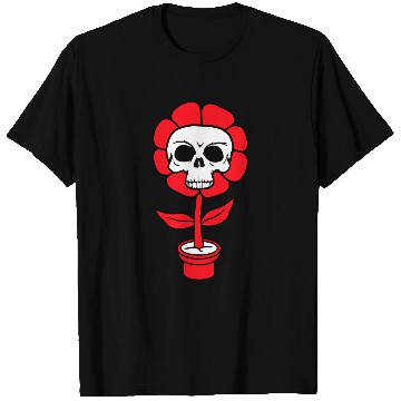 Discover Evil Skull Flower Horror Halloween Skeleton Head T Shirts