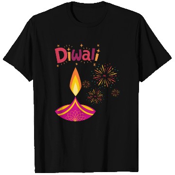 Discover Diwali Design with Lamp & Festive Fireworks T Shirts