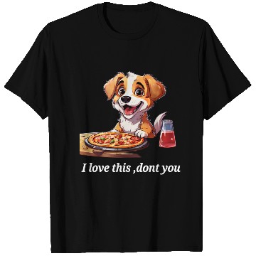 Discover doggy with pizza T Shirts