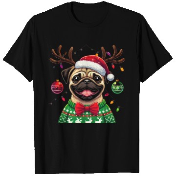 Discover Cute Dog Wearing Santa Hat with Joyful Christmas T Shirts