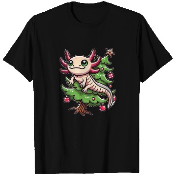 Discover Cute Axolotl Christmas Tree Comic Style T Shirts