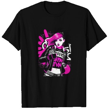 Discover Urban Punk Street Art with Neon Pink Accents T Shirts